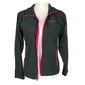 Columbia Girls Zipper Fleece Jacket Black Pink Size 14/16